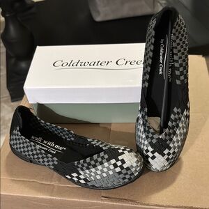 Coldwater Creek Women's Black and Gray Woven Flats
